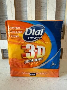 Dial for Men 3D Odor Defense Bar Soap Defends Against Odor 3-Pack 4oz Each HTF